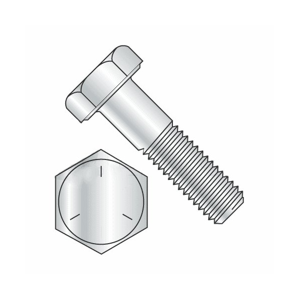 Newport Fasteners Grade 5, 1-1/8"-7 Hex Head Cap Screw, Zinc Plated Steel, 4-1/2 in L, 5 PK 482244-5 - main
